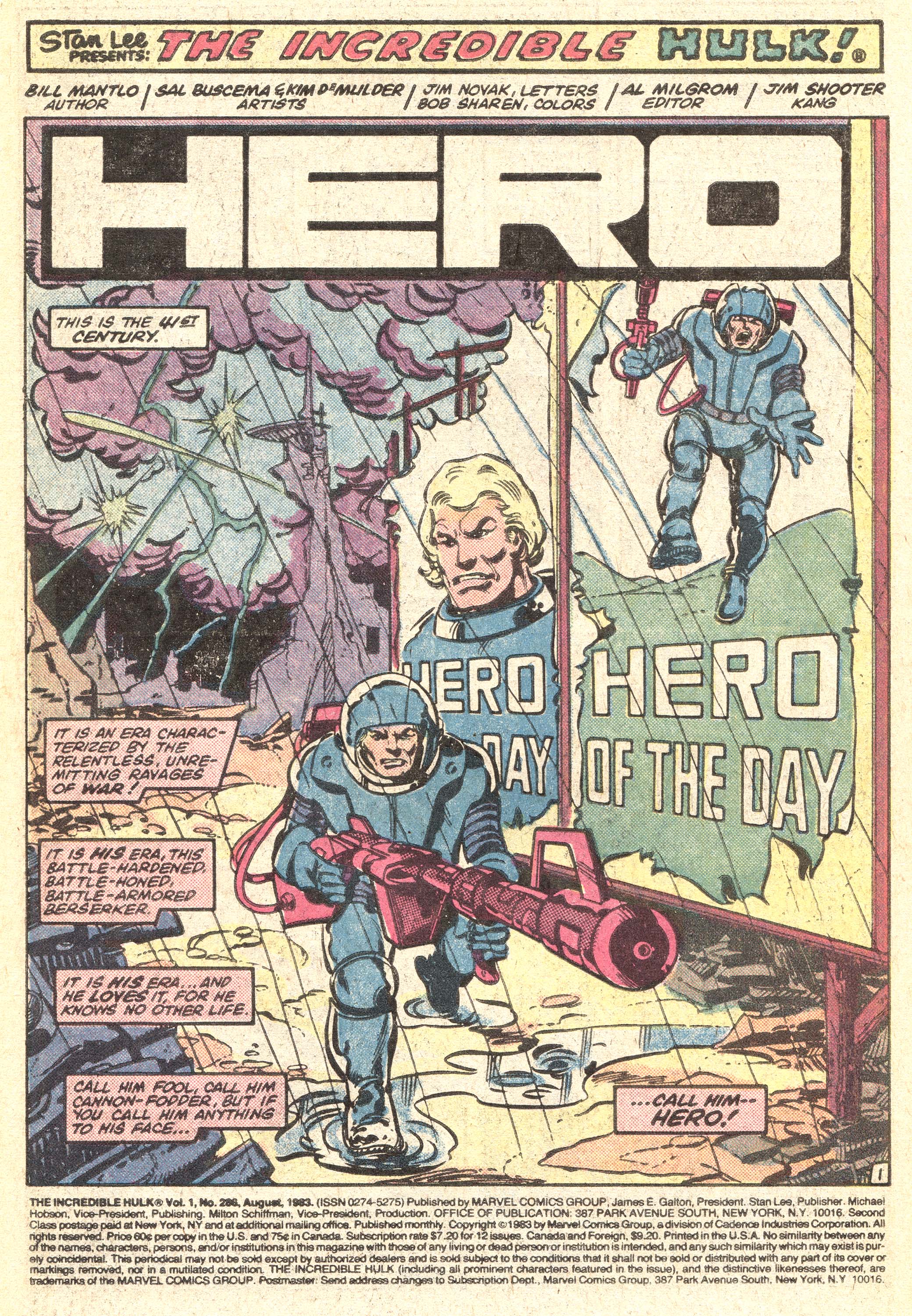 Incredible Hulk 286, p1, art by Sal Buscema and Kim DeMulder