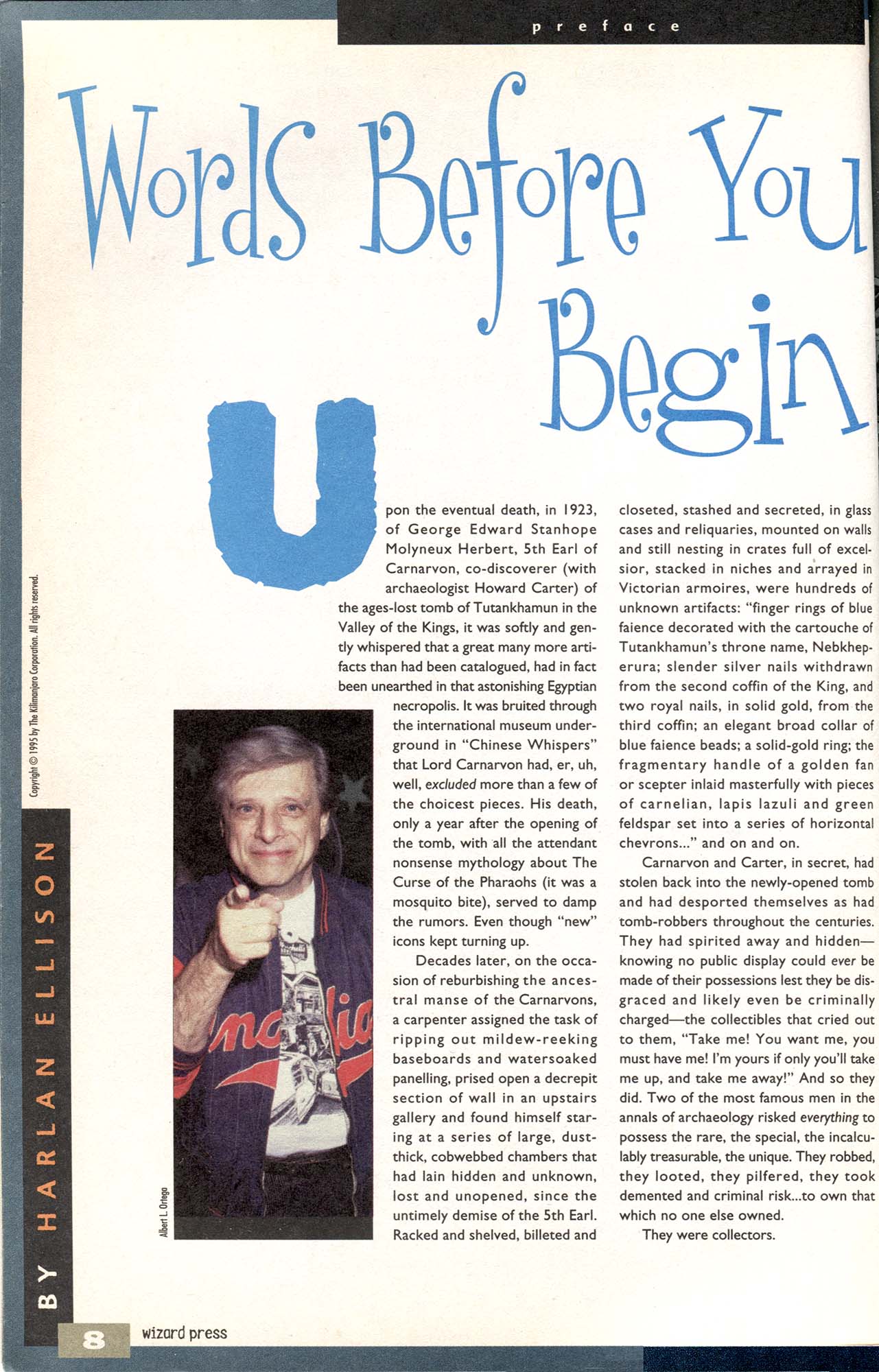 Wizard 1996 Price Guide Annual, "Words Before You Begin" by Harlan Ellison